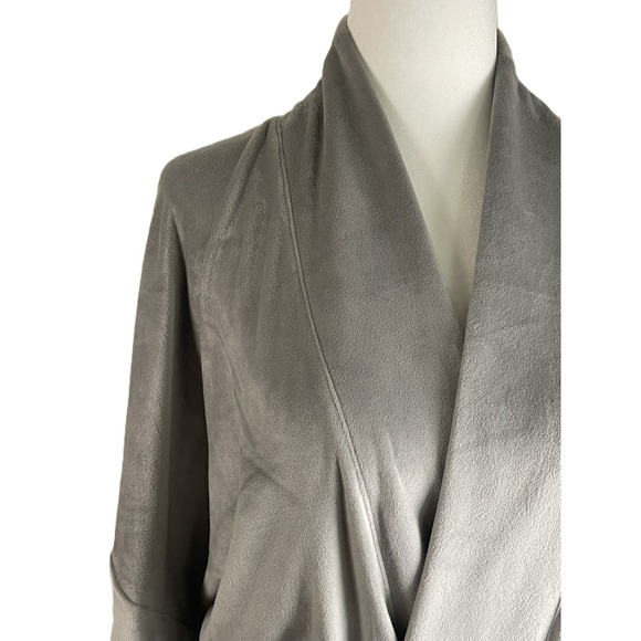 SKIMS Size Med Velour Long Wrap Robe Gray Belted Soft Plush Lounge Pockets - Picture 9 of 12